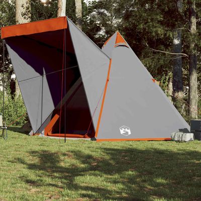 vidaXL Rodinný stan tipi 6 osôb sivo-oranžový vodeodolný