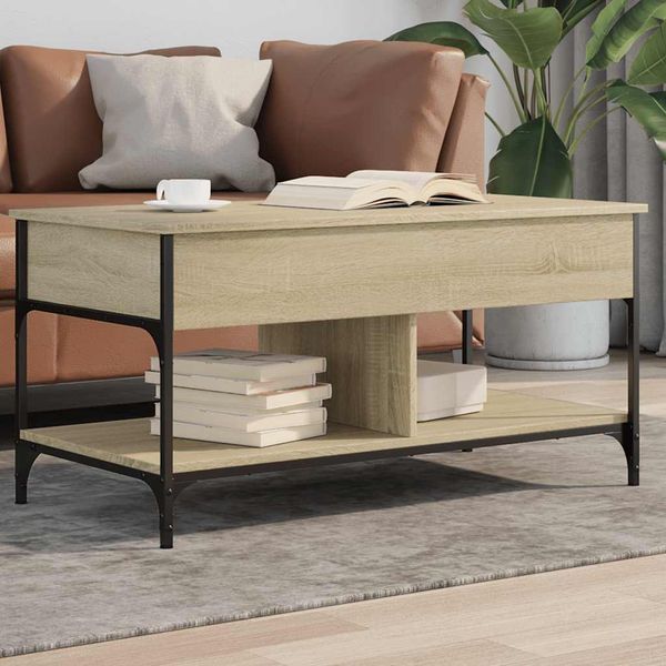 vidaXL Konferenčný stolík dub sonoma 100x50x50 cm kompozit.drevo a kov