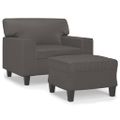 VidaXL Kreslo s podnožkou sivé 60 cm umelá koža
