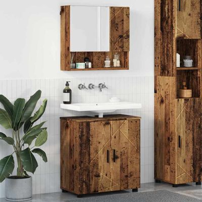 vidaXL Sada kúpeľňového nábytku Nástenný s úložiskom 2 pcs Staré drevo