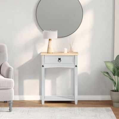 vidaXL Konzolový stolík Biela 55 x 35 x 73 cm Masívne borovicové drevo