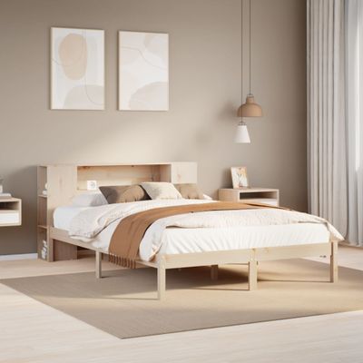 vidaXL Posteľ s knižnicou bez matraca 160x200 cm borovicový masív