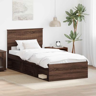 vidaXL Rám postele Hnedý dub 90 x 190 cm Masívne borovicové drevo