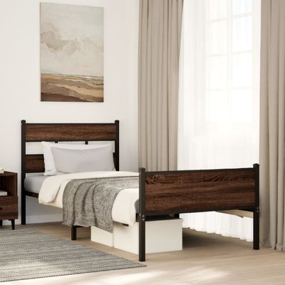 vidaXL Posteľný rám bez matraca hnedý dub 90x190 cm kompozitné drevo