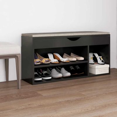 vidaXL Lavica na topánky+podložka, sivá 104x30x49 cm, kompozitné drevo