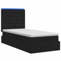 vidaXL Ottoman posteľ s matracom a LED Čierna 100 x 200 cm Látka