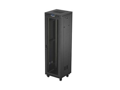 19'' Voľne stojaca racková skriňa 42u/600x600 (flat pack) so sieťovými dverami lcd čierna lanberg V2