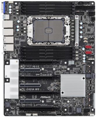 ASRock C621A WS / Intel C621A (Socket P+) / LGA4189 / 8x DDR4 / 2x M.2 / VGA / ATX Základná doska, Intel C621A, LGA4189, 8× DDR4 RDIMM (max. 256GB), 2× M.2, VGA, ATX