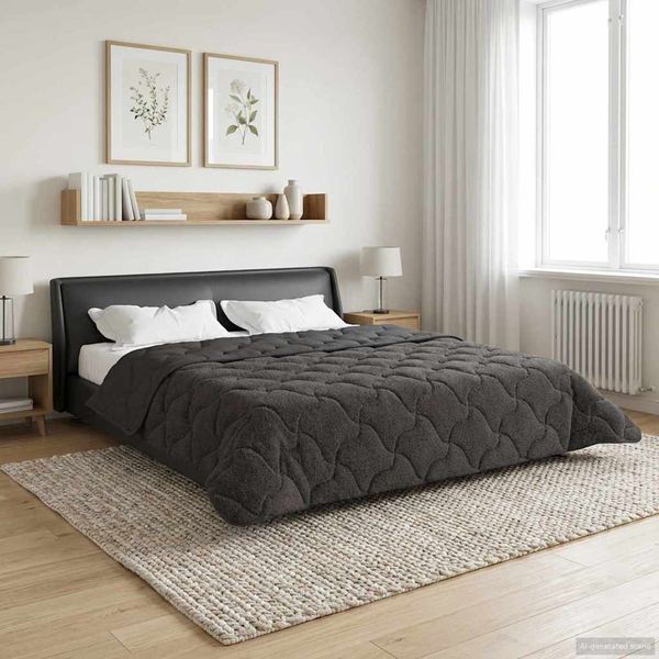 vidaXL Zimný prehoz Antracit 220 x 260 cm Mikrofáza a Teddy fleece