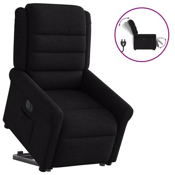 vidaXL Elektrické zdvíhacie sklápacie kreslo čierne látka