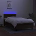 vidaXL Posteľ boxsping s matracom a LED čierna 90x200 cm látka