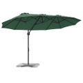 vidaXL Slnečník Zelená 372 x 198 x 243 cm Polyester a hliník