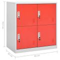 vidaXL Uzamykacie skrinky 2 ks bledosivé a červené 90x45x92,5 cm oceľové