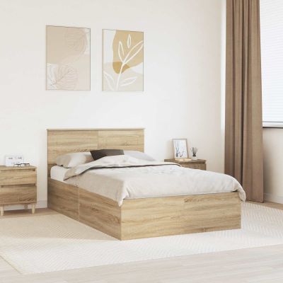 vidaXL Rám postele Sonoma dub 120 x 190 cm Kompozitné drevo