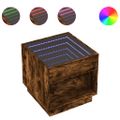 vidaXL Nočný stolík s nekonečnými LED dymový dub 50x50x50 cm