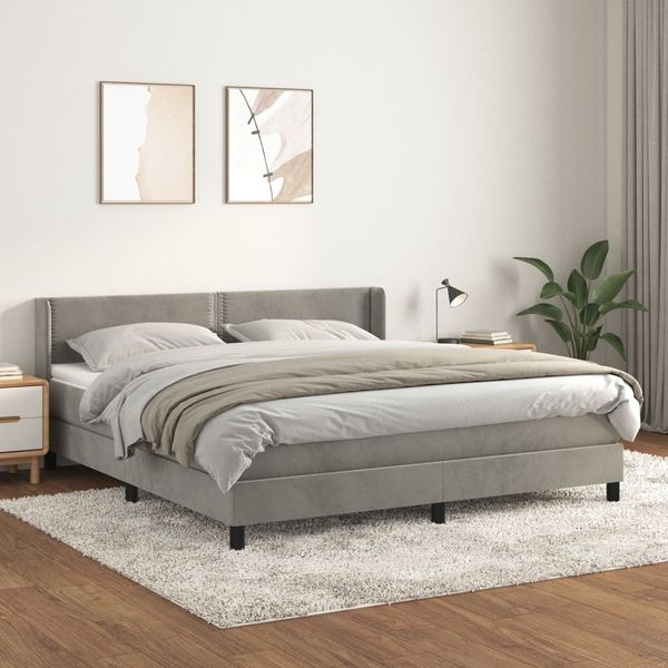 vidaXL Posteľný rám boxsping s matracom bledosivý 160x200 cm zamat