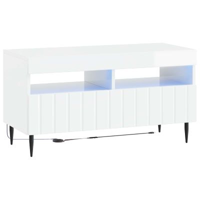 vidaXL LED TV kabinet Biela s vysokým leskom Kompozitné drevo