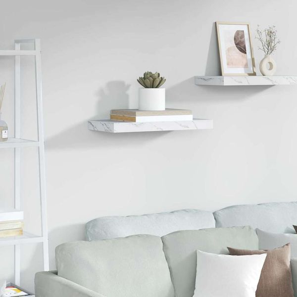 vidaXL Stenná polica Biely mramor 50 x 23 x 4 cm Kompozitné drevo