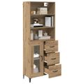 vidaXL Highboard Remeselný dub 69,5 x 34 x 180 cm Kompozitné drevo