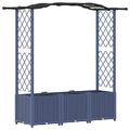 vidaXL Vyvýšený záhon s mriežkou a strechou Sivá 164 x 40 x 138 cm PP