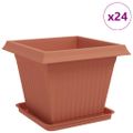 vidaXL Kvetináče 24 ks Tehlovo červená Plast