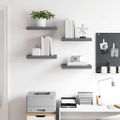 vidaXL Plávajúce nástenné police 4 ks, lesklé sivé 40x23,5x3,8 cm, MDF