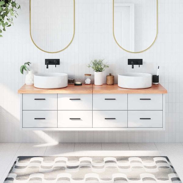 vidaXL Kúpeľňová doska bledohnedá 180x50x(2-4) cm ošetrený masív