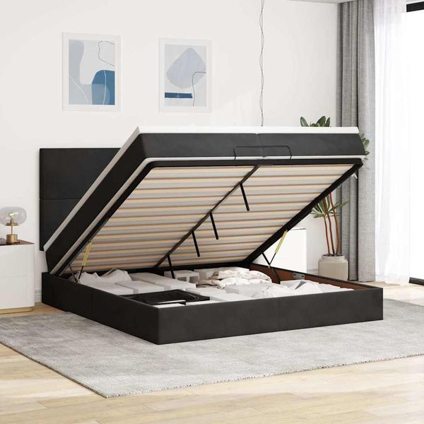 vidaXL Osmanský rám postele s matracmi čierna 200x200 cm zamat