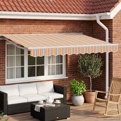 vidaXL Ručný rám markízy s LED Modrá, Oranžová, Biela 3,5 x 2 m