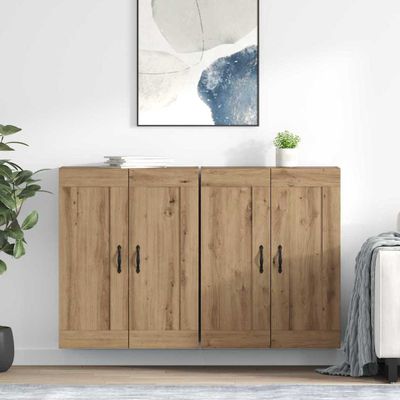 vidaXL Závesná skrinka Nástenný 2 pcs Remeselný dub 69,5 x 34 x 90 cm