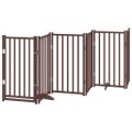 vidaXL Brána pre psa s dvere sklad. 15pan. hnedá 750 cm topoľové drevo