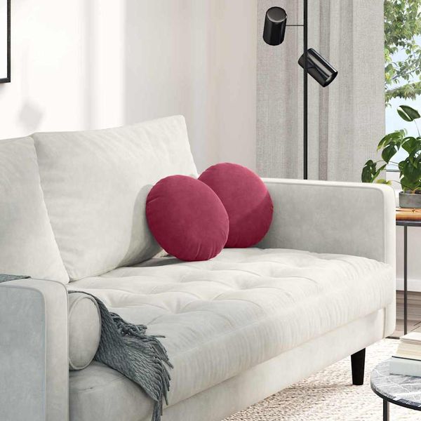 vidaXL Vankúše na sedenie 2 pcs Víno červené Ø30 x 13 cm Zamat