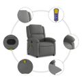 vidaXL Masážne kreslo s polohovacím mechanizmom, tmavosivá látka