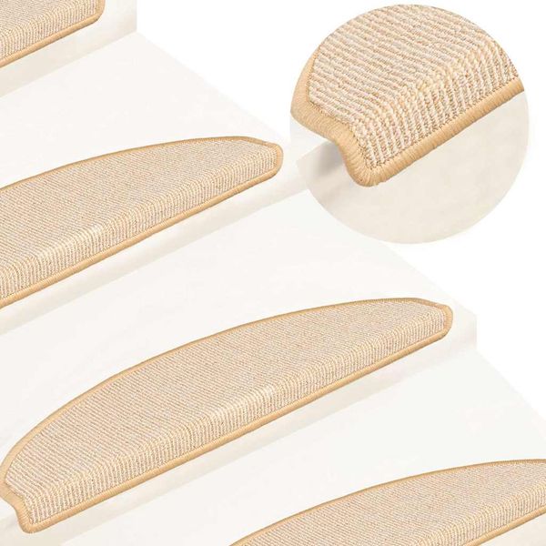 vidaXL Schodové rohože 15 ks 65x21x4 cm krémové, polkruhové, veľké