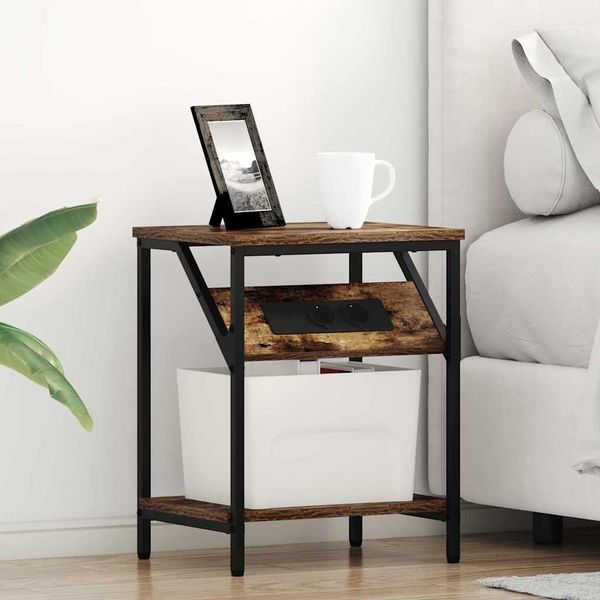 vidaXL Nočný stolík 2 pcs Dymová dub 38 x 30 x 48 cm Kompozitné drevo