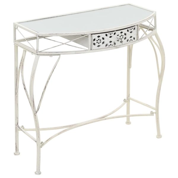 vidaXL Bočný stolík vo francúzskom štýle biely 82x39x76 cm kovový