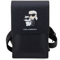 Kabelka na telefón Karl Lagerfeld KLWBSAKCPMK čierna tvrdé puzdro Phone Pounch Universal Saffiano K&C NFT