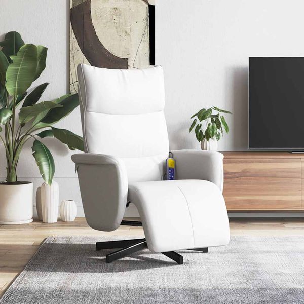 vidaXL Masážne sklápacie kreslo s podnožkou biele umelá koža