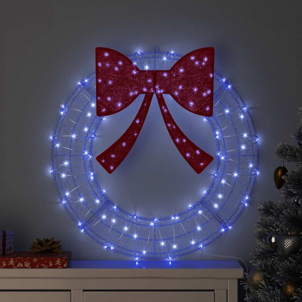 vidaXL Veniec s 60 LED-i Modrá 76 x 76 x 8,5 cm Akryl