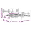 vidaXL Kovový rám postele s čelom a podnožkou biely 200x200 cm