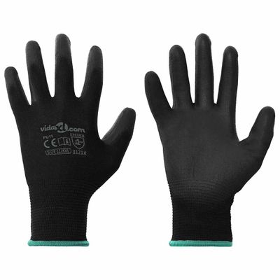 vidaXL Pracovné rukavice 12 pcs Čierna 11 / XXL Polyester