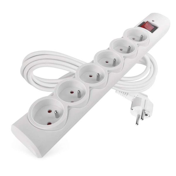 Prepäťová ochrana – 6 zásuviek, 3 m, biela
