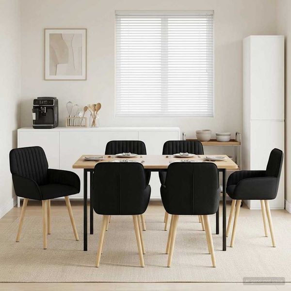 vidaXL Jedálenské stoličky 6 ks Látka Čierna 56,5 x 50 x 87,5 cm