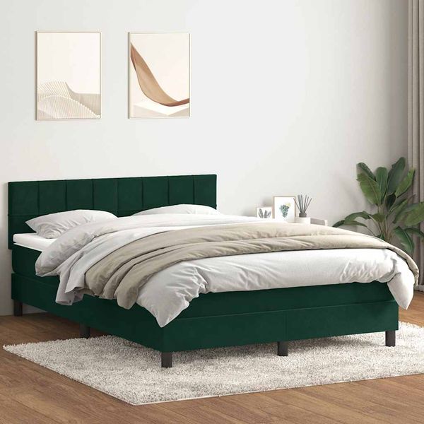 vidaXL Posteľný rám boxsping s matracom tmavozelený 160x210 cm zamat