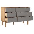 vidaXL Skrinka so zásuvkami OTTA, hnedo sivá 111x43x73,5 cm, borovica