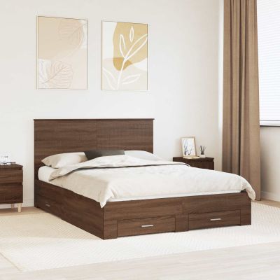 vidaXL Rám postele Hnedý dub a striebro 150 x 200 cm Kompozitné drevo