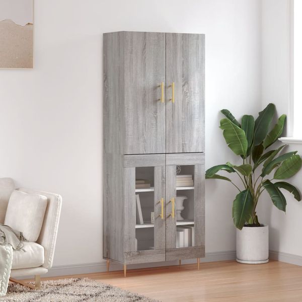 vidaXL Vysoká skrinka sivý dub sonoma 69,5x34x180 cm spracované drevo