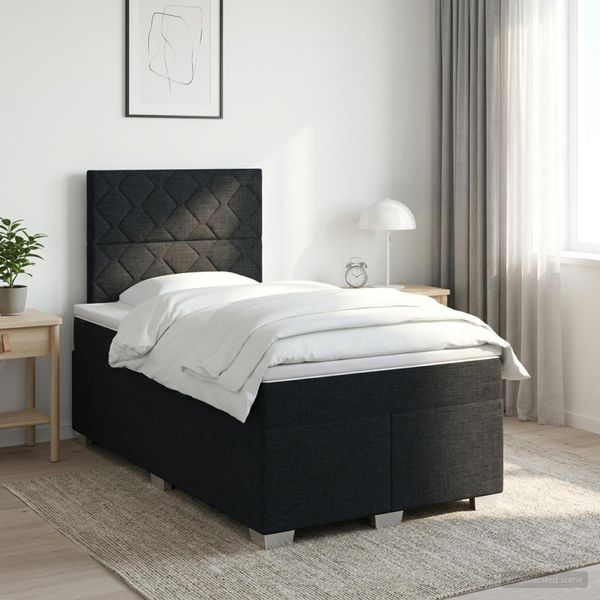 vidaXL Posteľ boxspring s matracom Čierna 120 x 200 cm Látka
