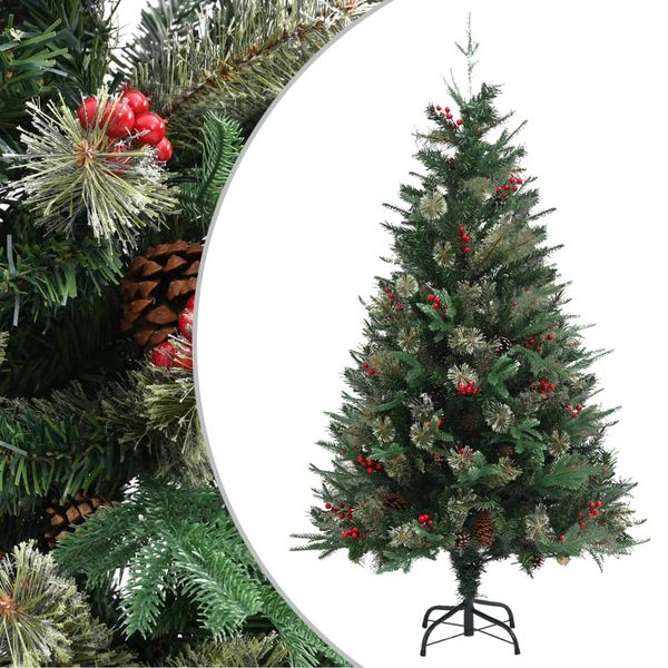 vidaXL Vianočný stromček s borovicovými šiškami zelený 150 cm PVC a PE