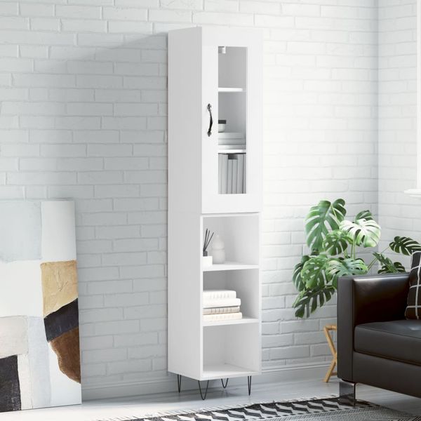 vidaXL Vysoká skrinka biela 34,5x34x180 cm spracované drevo